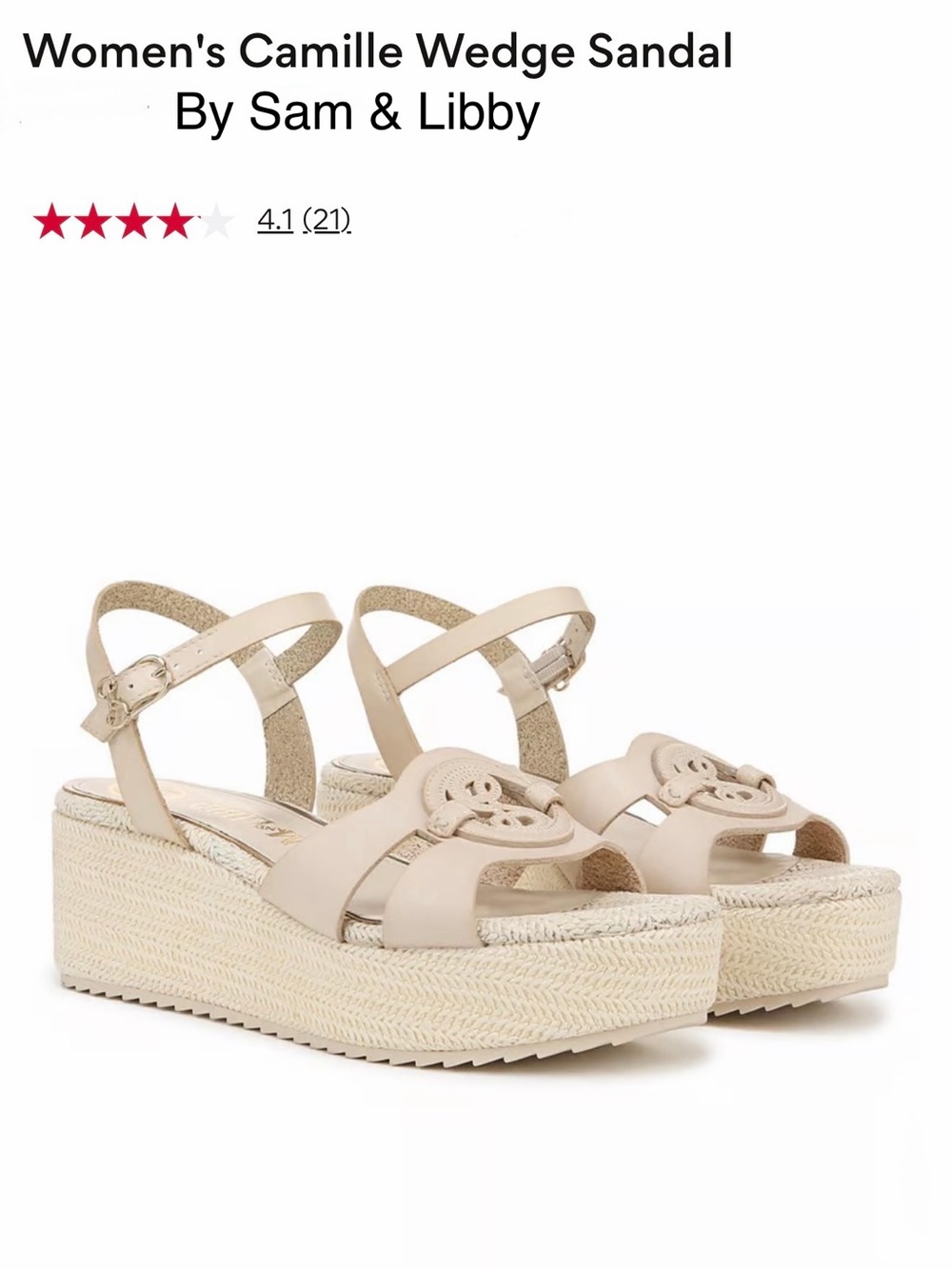 *new* Sam & Libby Beige Platform Espadrille Wedge Sandals